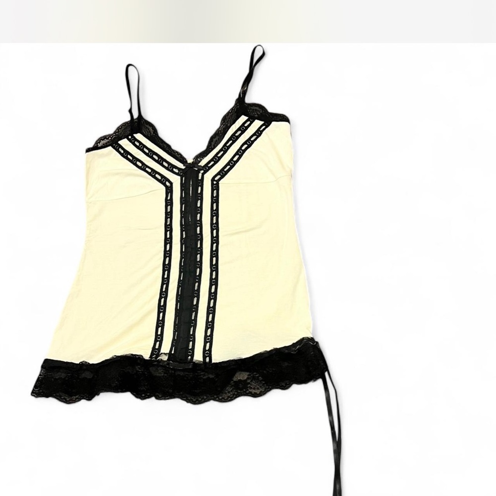 Maurices Cream and Black Lace Camisole
